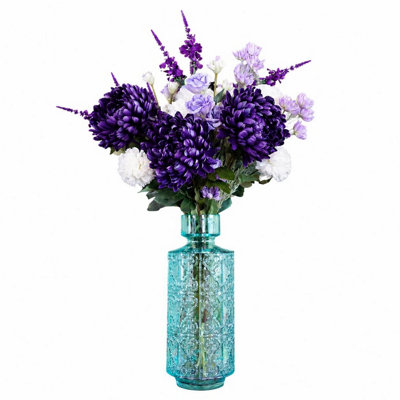 Leaf Purple Chrysanthemum Arrangement Glass Vase 80Cm