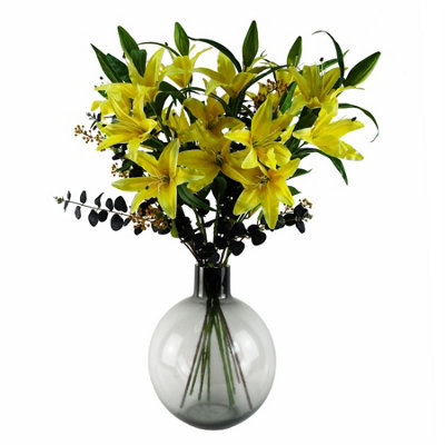 100 cm H Artificial Faux Floral in Glass Vase - Image 8
