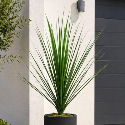 Leaf 90Cm Uv Resistant Artificial Onion Grass Stem Outdoor Green