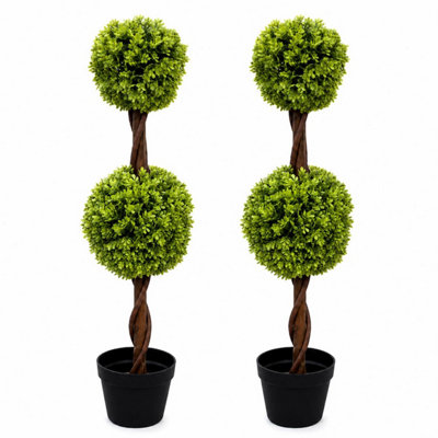 Leaf Artificial Double Ball Topiary Tree - 90cm - Green - Image 8