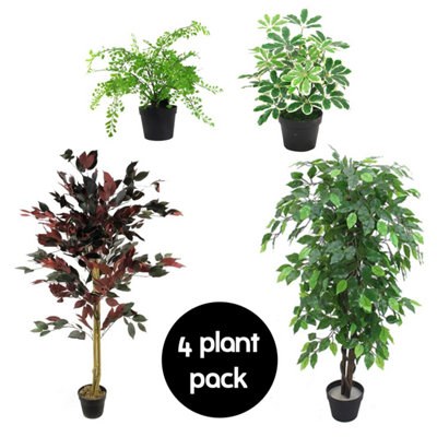 Pack of 4 Mixed Artificial Plants and Trees - Image 3