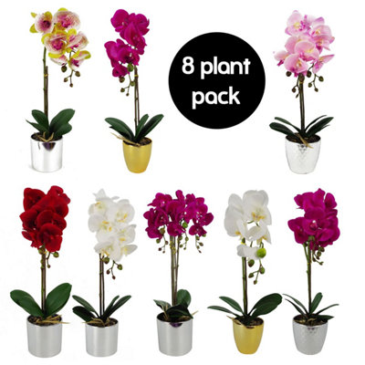B&Q -  Pack Of 8 Artificial Orchids In Pots - Image 3