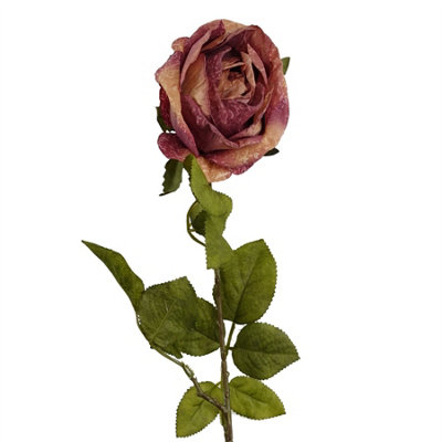 Leaf 70Cm Artificial Dark Pink Rose from B&Q