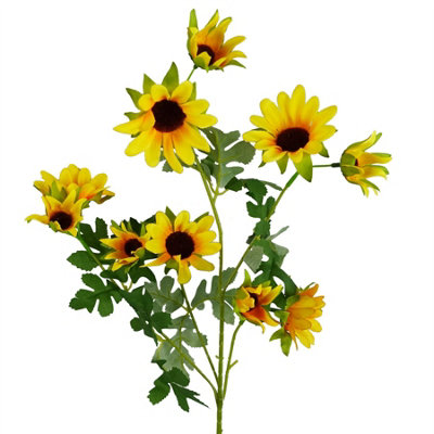 Leaf 70Cm Artificial Yellow Daisy Flower Spray from B&Q
