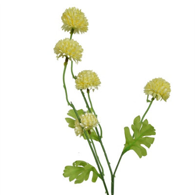 Leaf 50Cm Dahlia Pompom Yellow Artificial Stem from B&Q