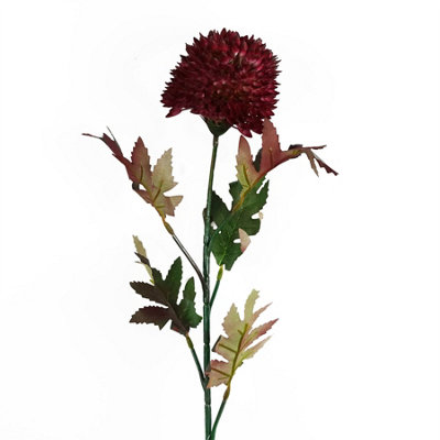 Leaf 70Cm Large Ball Dahlia Artificial Flower Stem Pink from B&Q