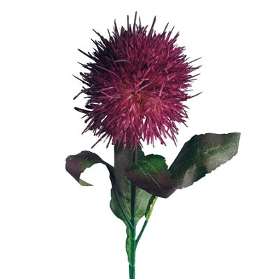 Leaf 70Cm Globe Thistle Purple Ball Artificial Flower Stem from B&Q