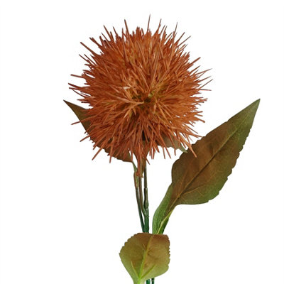Leaf 70Cm Globe Thistle Yellow Ball Artificial Flower Stem from B&Q