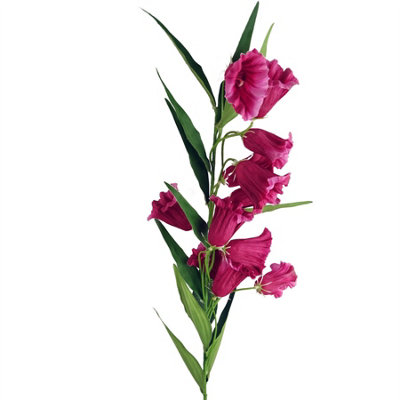 Leaf 100Cm Trumpet Artificial Flower Stem Fuchsia Pink from B&Q