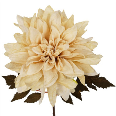 Leaf 55Cm Dahlia Flower StemDusty Cream from B&Q