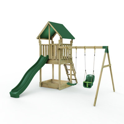 Rebo Modular  Garden Wooden Climbing Frame Adventure Playset For KidsSwing Haldon from B&Q