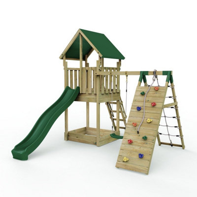 Rebo Modular Wooden Garden Climbing Frame Adventure Playset For KidsSwing & Climb Wychwood from B&Q