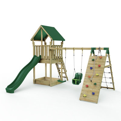 Rebo Modular Wooden Garden Climbing Frame Adventure Playset For KidsSwing And Climb Haldon from B&Q