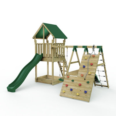 B&Q -  Modular Wooden Garden Climbing Frame Playset  For KidsSwingClimb & Slide Wychwood