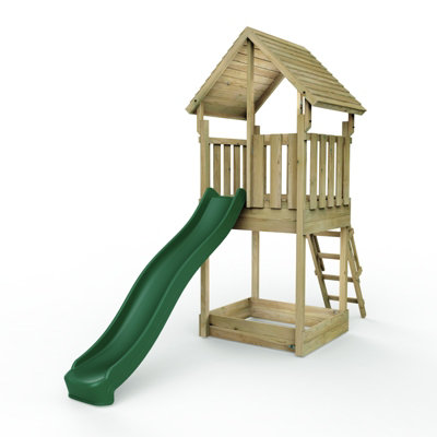 Rebo Modular Wooden Garden Climbing Frame Adventure Playset For KidsTower With Wooden Roof from B&Q