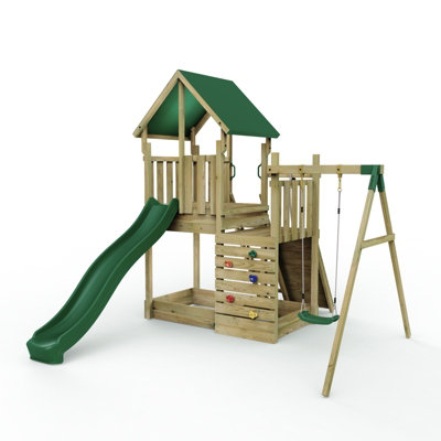 Outdoortoys Unisex Brown Wooden Climbing Frame With Play Tower & Slide M3 Single Ramp In 1.5M - Image 2