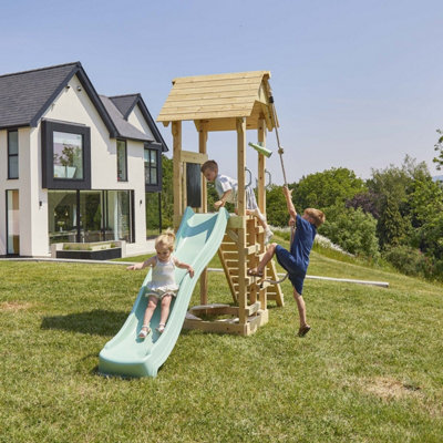 B&Q -  Polarplay Tower Kids Wooden Climbing Frame With SlideYarin Sage