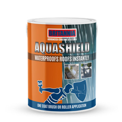 Britannia Paints Aquashield 5Kg - One Coat - Instant Waterproof Roof Coating Grey