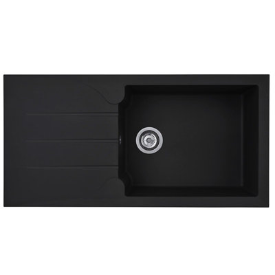 Liquida Lp10bl 1.0 Bowl Composite Reversible Inset Kitchen Sink With Waste Black