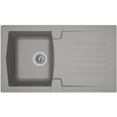 B&Q -  Ar10Gr 1.0 Bowl Composite Reversible Inset Grey Kitchen Sink860X500mm
