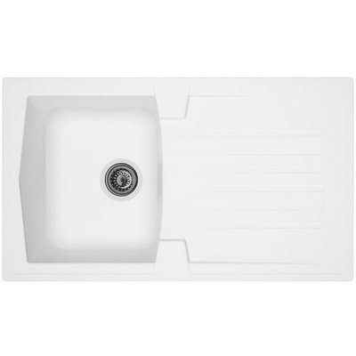 Liquida Ar10wh 1.0 Bowl Composite Reversible Inset Kitchen Sink With Waste White
