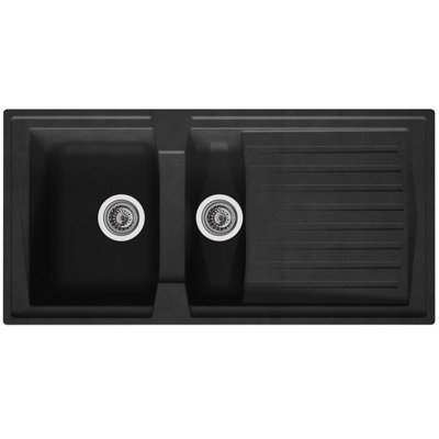 Liquida Ar15bl 1.5 Bowl Composite Reversible Inset Kitchen Sink With Waste Black