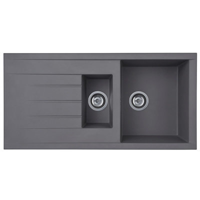 Liquida Cu15gr 1.5 Bowl Composite Reversible Inset Kitchen Sink With Waste Grey