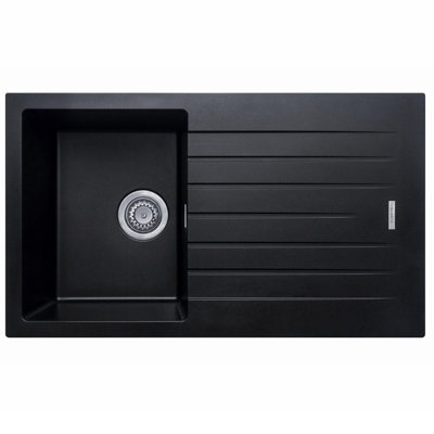 Liquida Lg860Bl 1.0 Bowl Black Granite Reversible Inset Kitchen Sink 860X500mm from B&Q