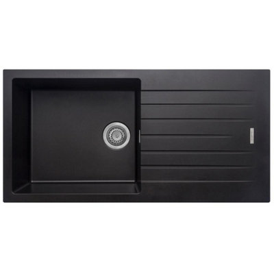 Liquida Lg100Bl 1.0 Bowl Black Granite Reversible Inset Kitchen Sink 1000X500mm from B&Q