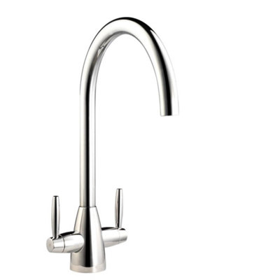 Liquida Lt03Ch Monobloc Swan Neck Twin Lever Chrome Kitchen Mixer Tap from B&Q