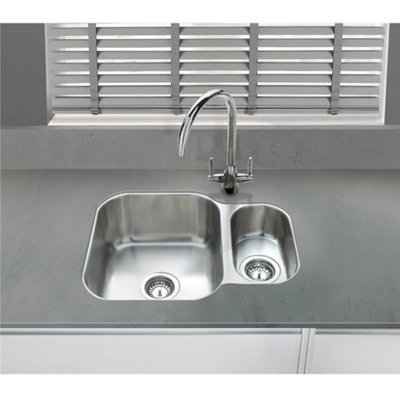 Liquida K1001ss 1.5 Bowl Reversible Undermount Stainless Steel Kitchen Sink