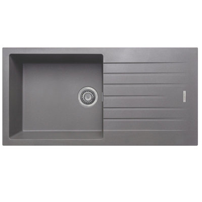 B&Q -  Lg860Gr 1 Bowl Grey Granite Reversible Inset Kitchen Sink 860X500mm