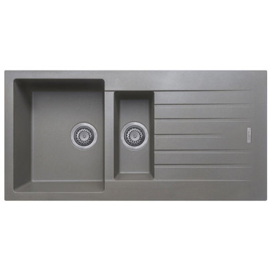 Liquida Lg150Gr 1.5 Bowl Grey Granite Reversible Inset Kitchen Sink 1000X500mm from B&Q
