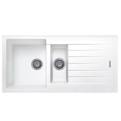 Liquida Lg150Wh 1.5 Bowl White Granite Reversible Inset Kitchen Sink 1000X500mm from B&Q