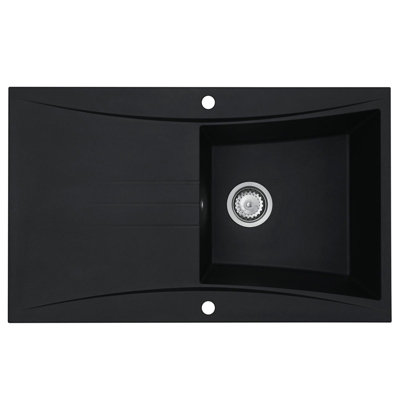 Liquida Sev860bl 1.0 Bowl Composite Reversible Kitchen Sink And Waste Kit Black