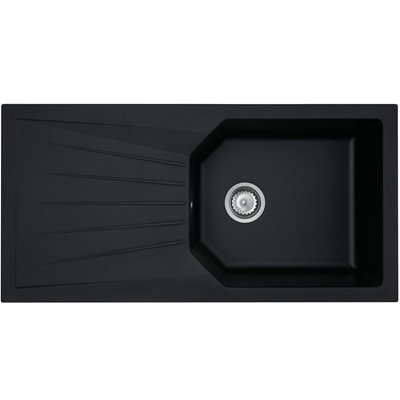 Liquida AGV100BL 1 Bowl Composite Reversible Black Kitchen Sink 1000x500mm - Image 2
