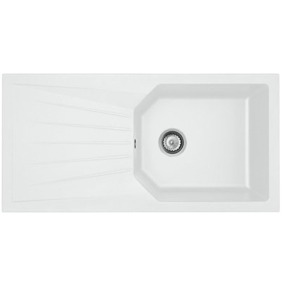 B&Q -  Agv100Wh 1.0 Bowl Composite Reversible White Kitchen Sink1000 X 500mm