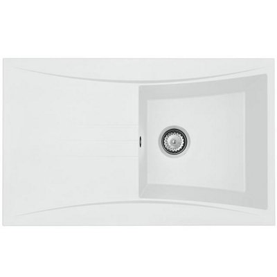B&Q -  Sev860Wh 1.0 Bowl Composite Reversible White Kitchen Sink 860X530mm
