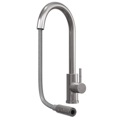 Liquida Ct454bs Single Lever Pull Out Brushed Steel Kitchen Mixer Tap