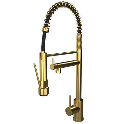 Liquida Gr267br Brushed Brass Kitchen Tap With Swivel Spout & Directional Spray