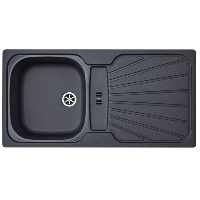 B&Q -  Cmp5Gr 1.0 Bowl Reversible Graphite Grey Kitchen Sink With Waste Kit