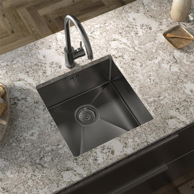 Liquida El440Gm 1.0 Bowl Gun Metal Grey Pvd Undermount Kitchen Sink 440 X 440mm from B&Q
