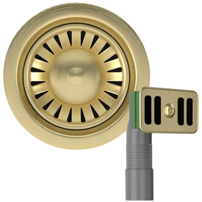 Liquida SWO2BR Brushed Brass Kitchen Sink Basket Strainer Waste With Overflow - Image 3