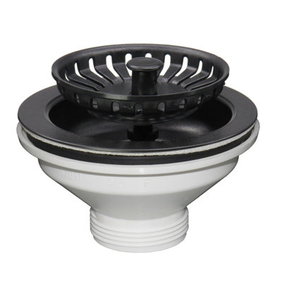 Liquida Sw3mb Matt Kitchen Sink Basket Strainer Waste Black