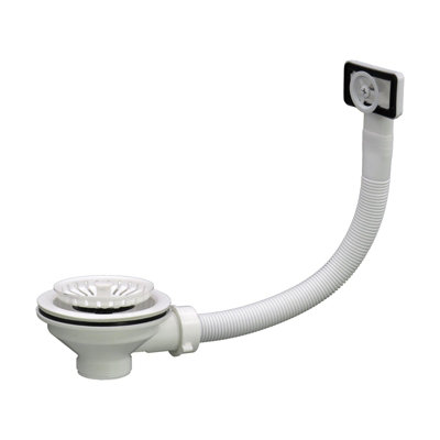 Liquida Sw4mw Matt Kitchen Sink Basket Strainer Waste With Overflow White