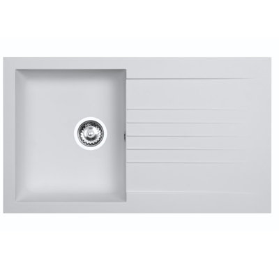 Liquida KAVL860WH 1 Bowl Composite Reversible White Kitchen Sink 860x500mm - Image 2