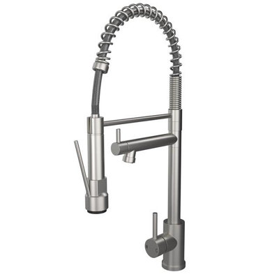Liquida Gr265Bs Brushed Steel Kitchen Mixer Tap Swivel Spout Spray from B&Q