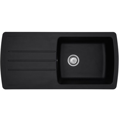 Liquida Zen100bl 1.0 Bowl Composite Reversible Kitchen Sink And Waste Kit Black