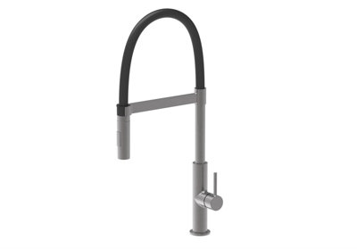 Liquida W24Gm S Shape Swan Neck 360 Degree Swivel Gun Metal Grey Kitchen Tap