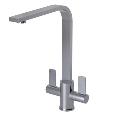 B&Q -  Eb402Ch Flat Style Modern Dual Lever Chrome Kitchen Mixer Tap